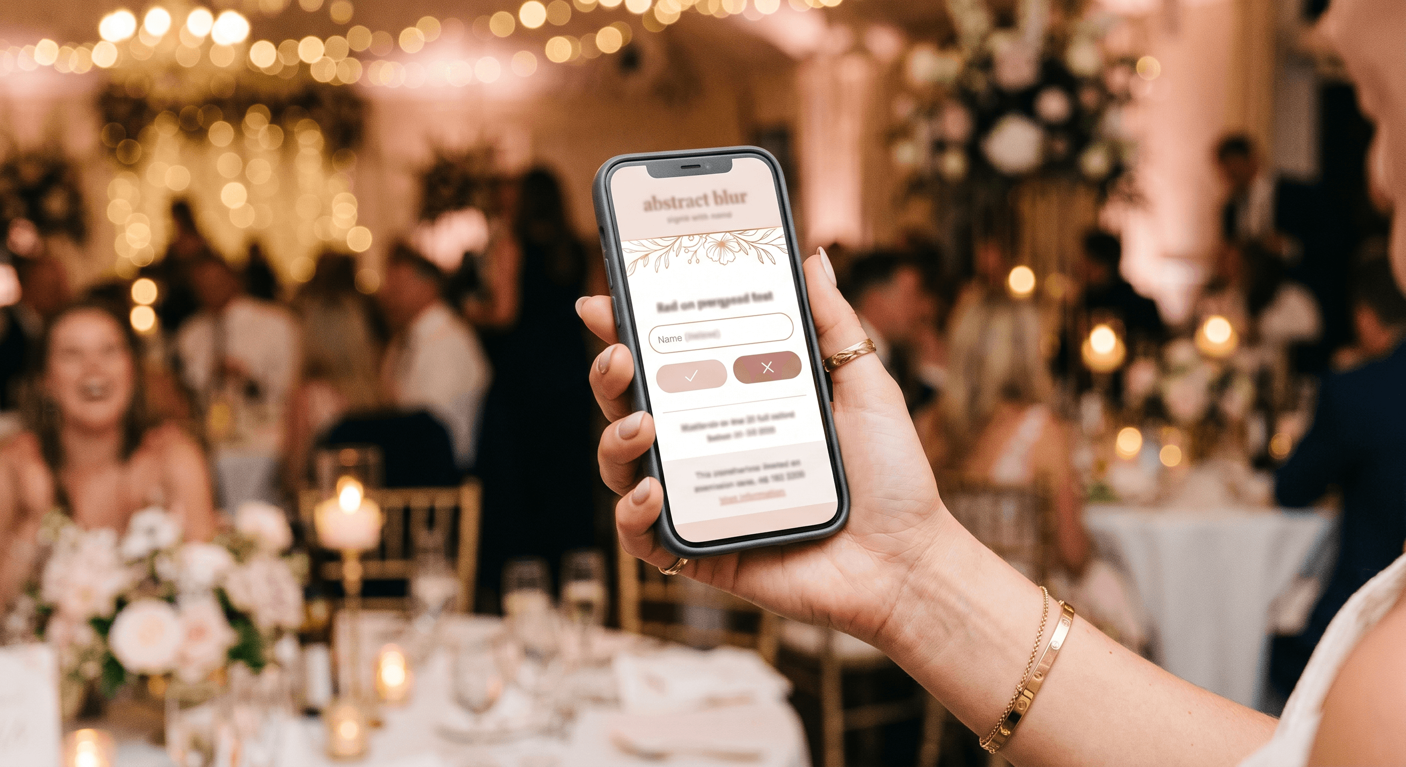Smartphone showing a modern digital wedding RSVP form