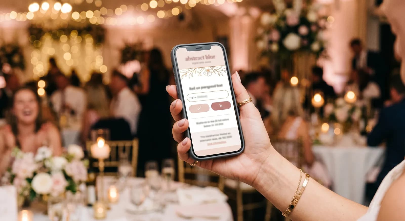 Smartphone mit modernem digitalen RSVP-Formular für die Hochzeit