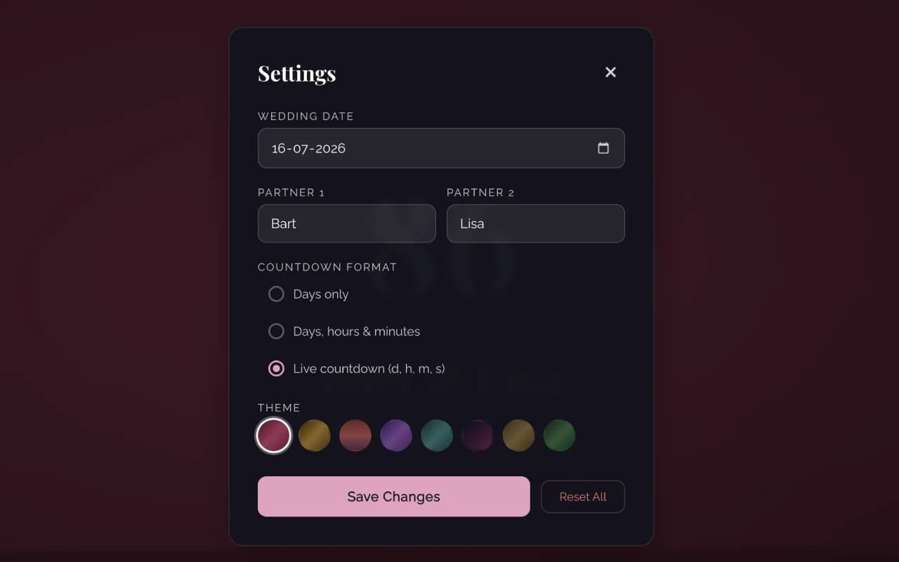 Extension settings panel